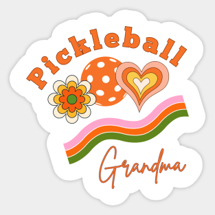 pickleball grandma player retro  heart flower dink paddle Sticker